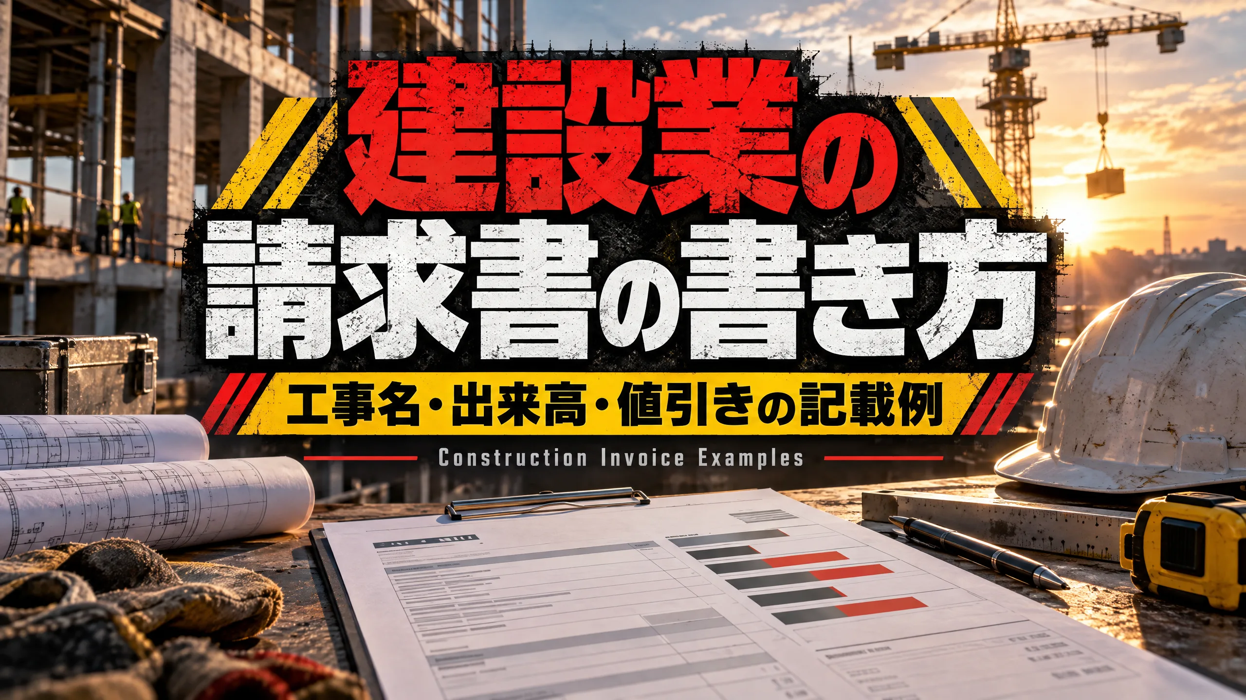建設業の請求書の書き方｜工事名・出来高・値引きの記載例