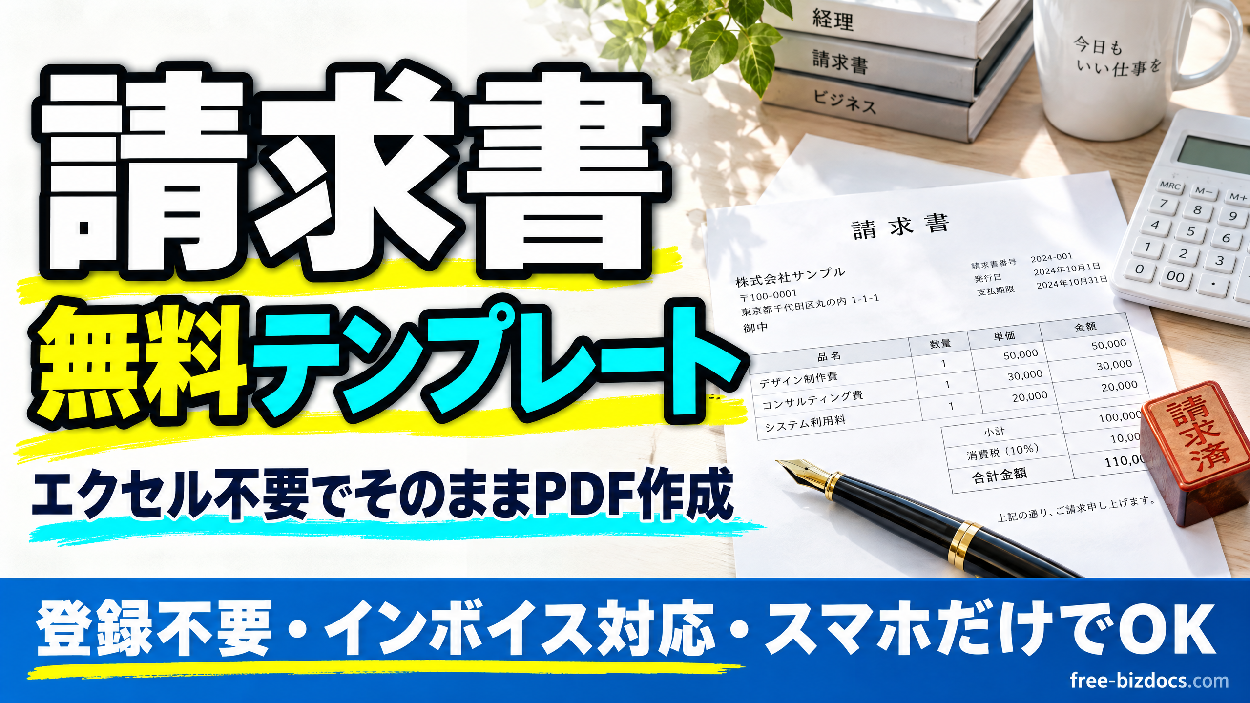 請求書の無料テンプレート｜エクセル不要でそのまま作成・PDF保存