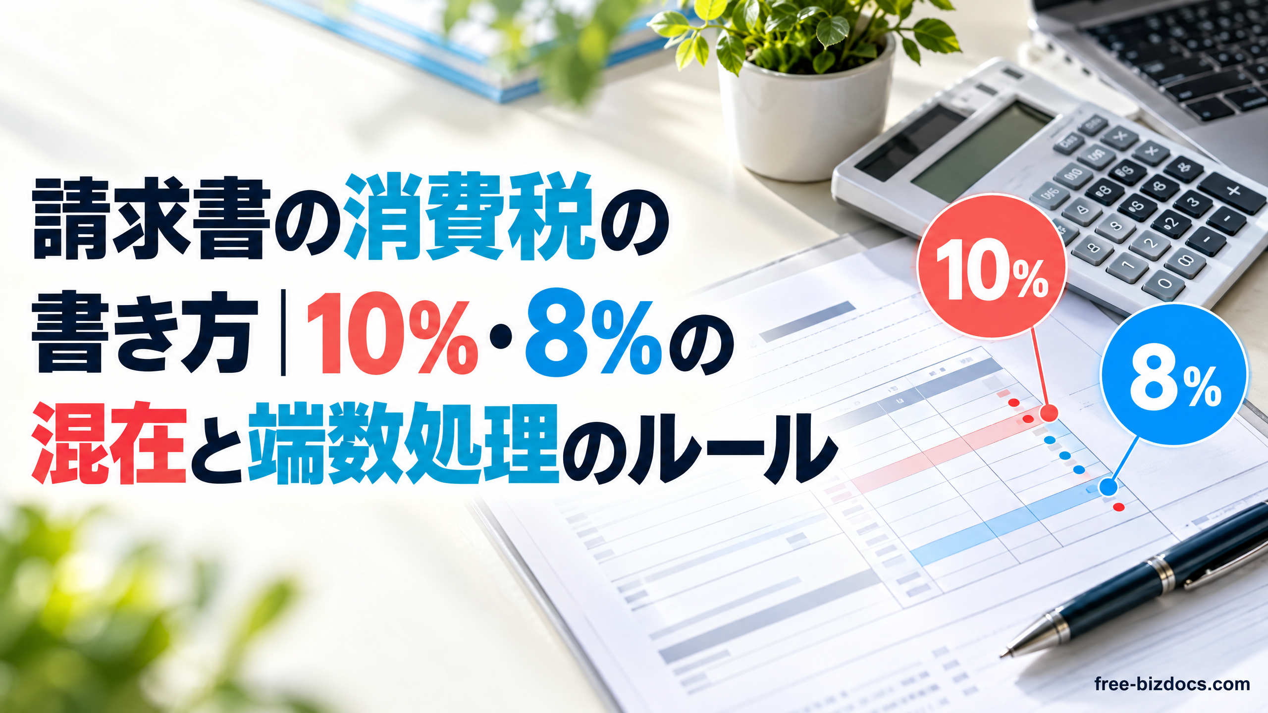 請求書の消費税の書き方｜10%・8%の混在と端数処理のルール