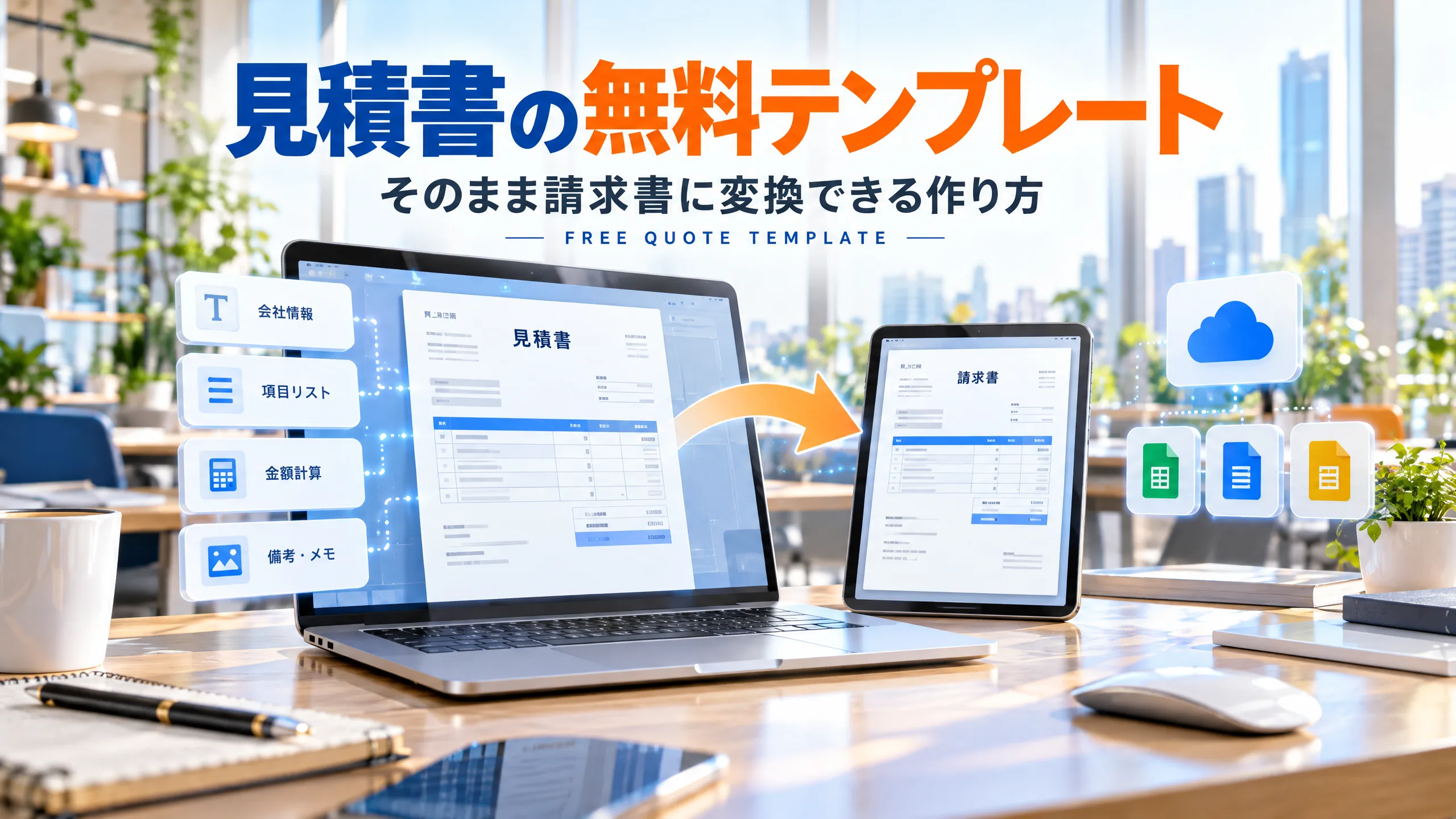 見積書の無料テンプレート｜そのまま請求書に変換できる作り方