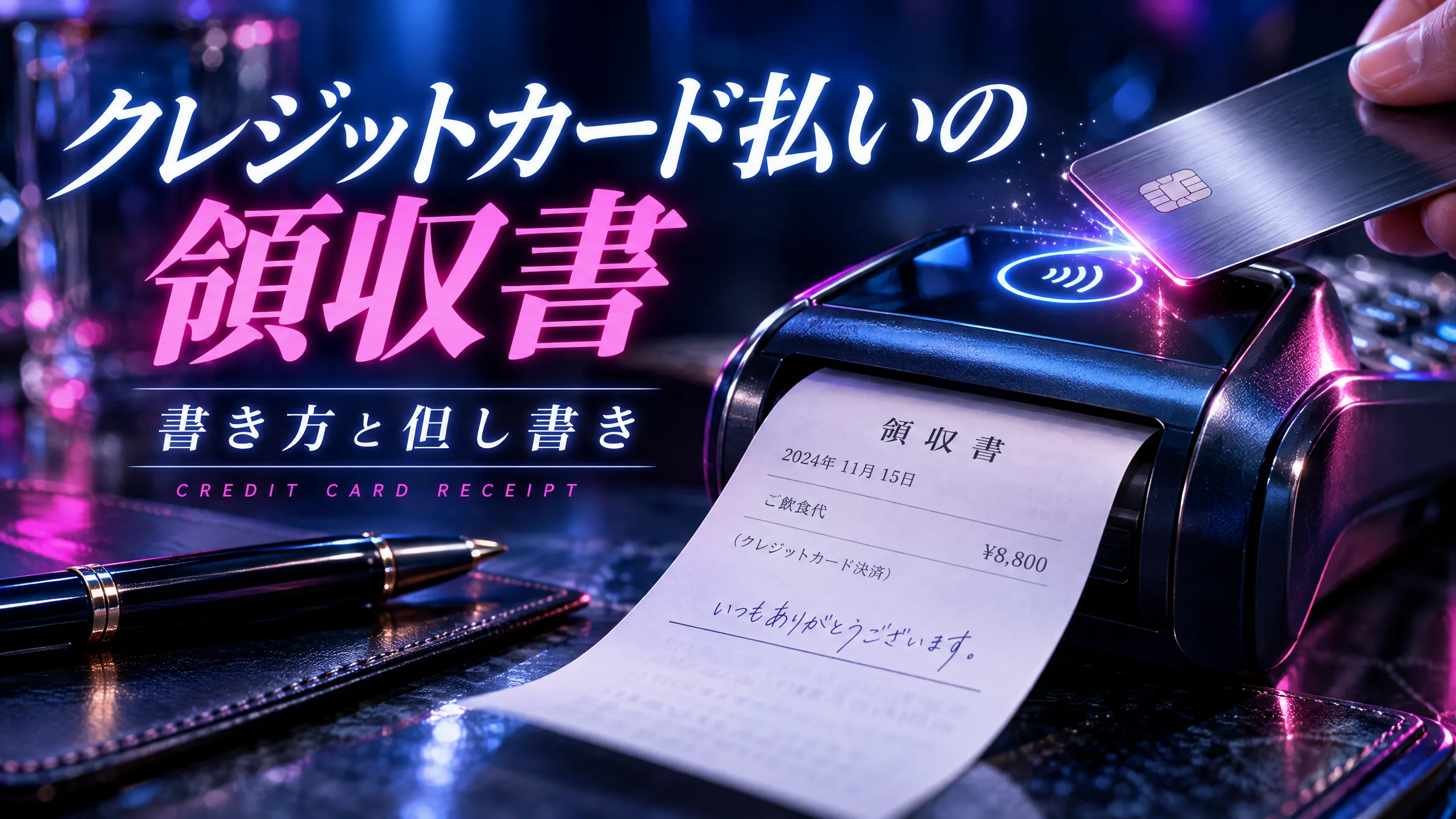 クレジットカード払いの領収書の書き方と但し書き