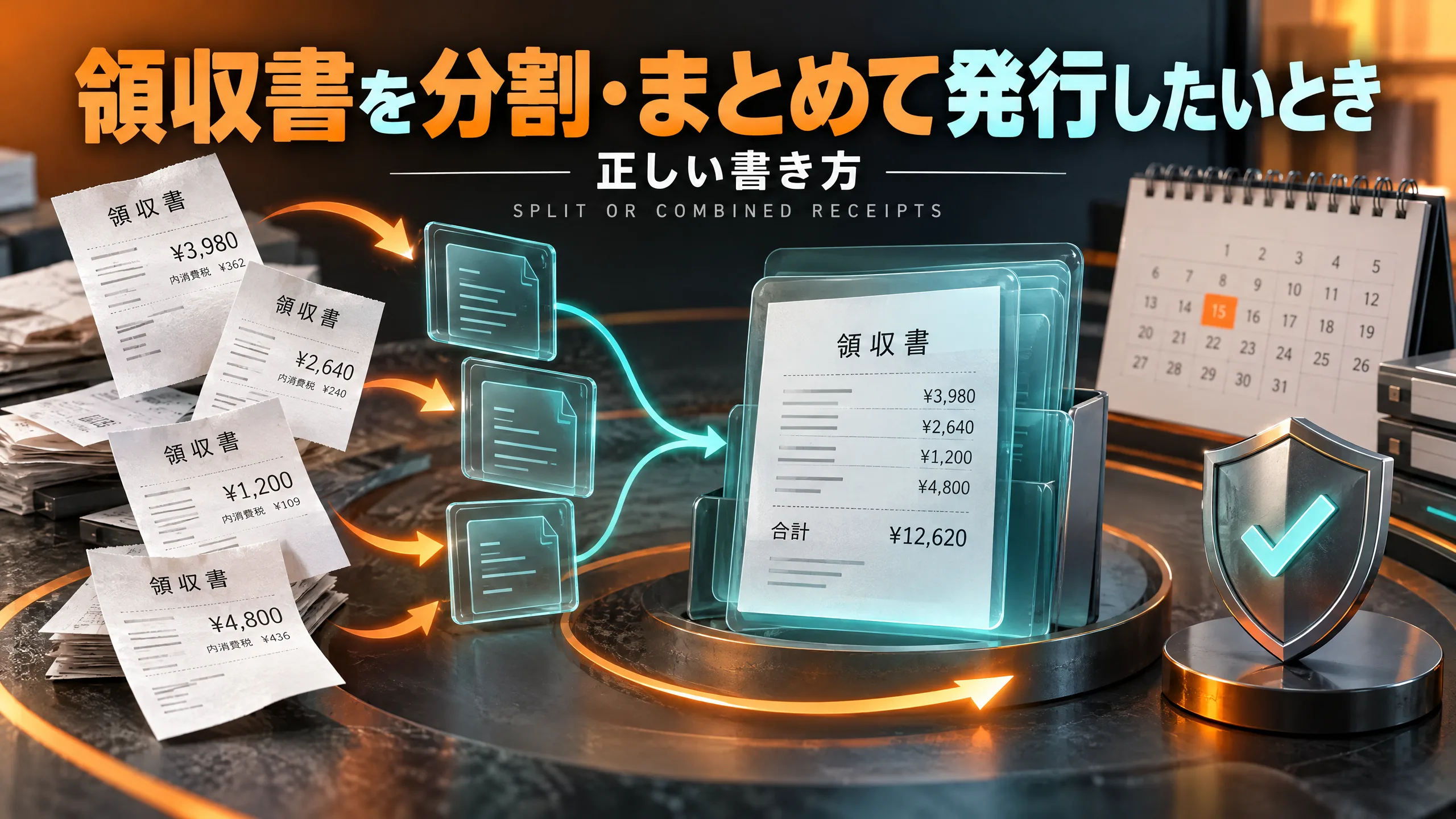 領収書を分割・まとめて発行したいときの正しい書き方