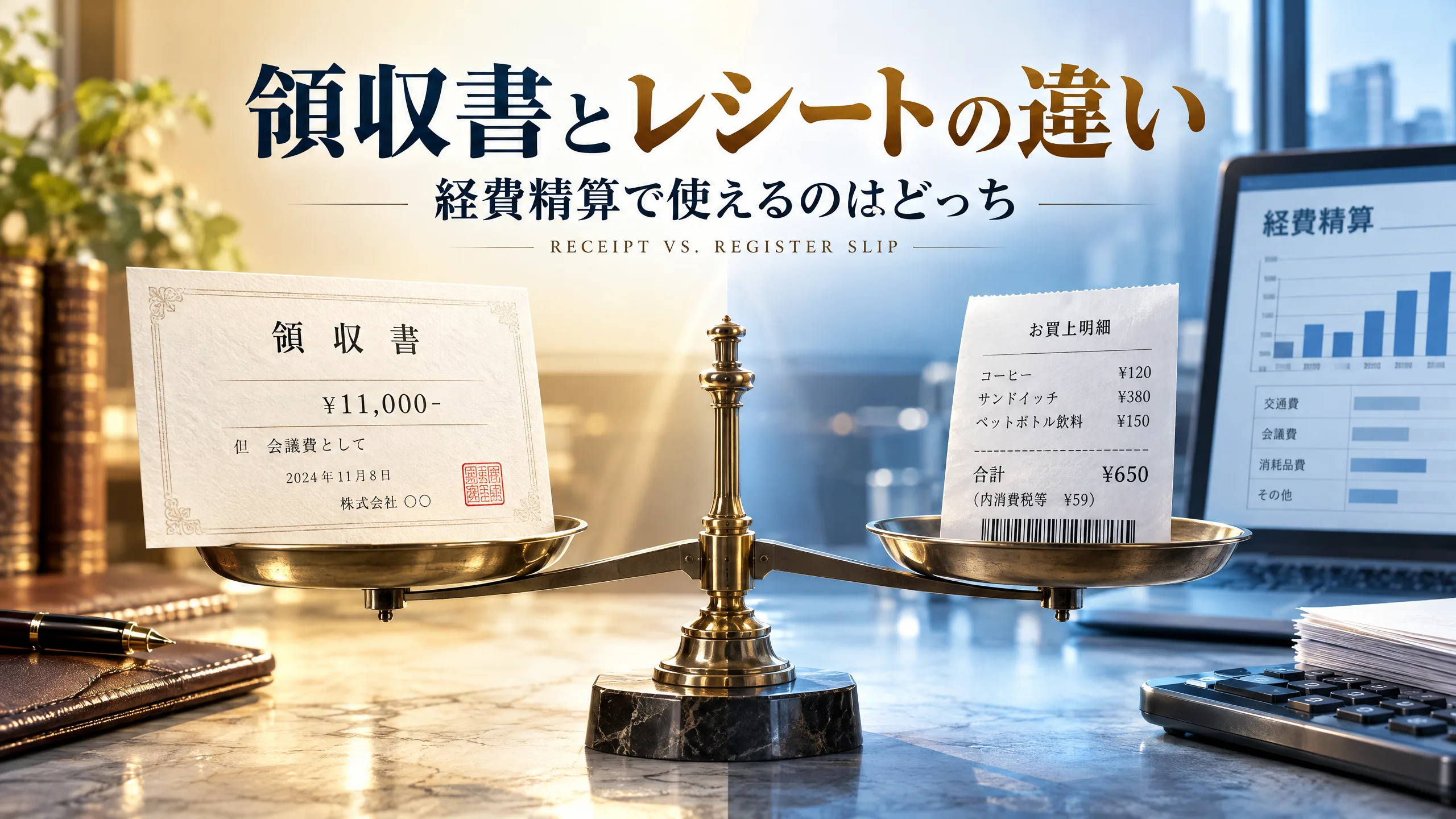 領収書とレシートの違い|経費精算で使えるのはどっち